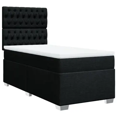 vidaXL Box spring postelja z vzmetnico črn 90x190 cm blago