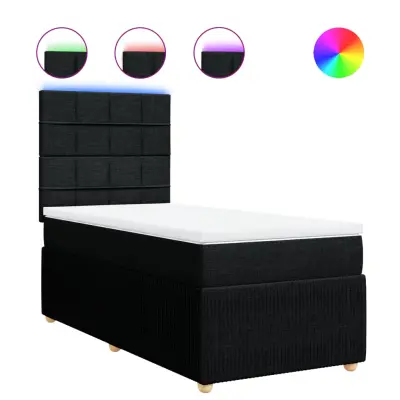 vidaXL Box spring postelja z vzmetnico črn 90x190 cm blago