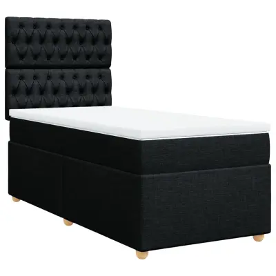 vidaXL Box spring postelja z vzmetnico črn 90x190 cm blago