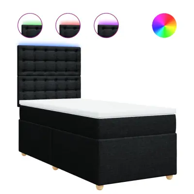 vidaXL Box spring postelja z vzmetnico črna 90x200 cm blago