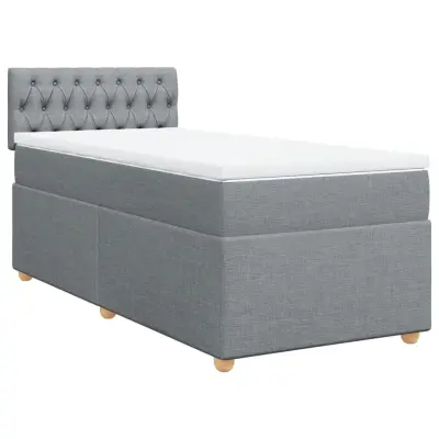 vidaXL Box spring postelja z vzmetnico svetlo siva 90x190 cm blago