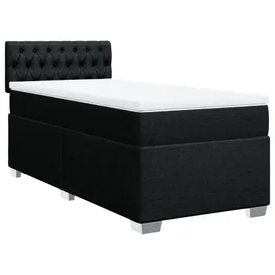 vidaXL Box spring postelja z vzmetnico črna 100x200 cm blago