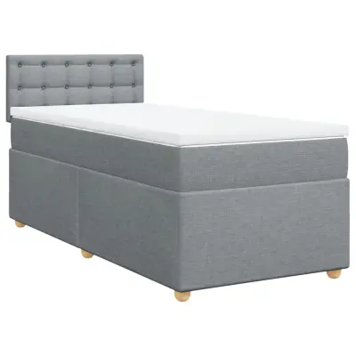 vidaXL Box spring postelja z vzmetnico svetlo siva 90x190 cm blago