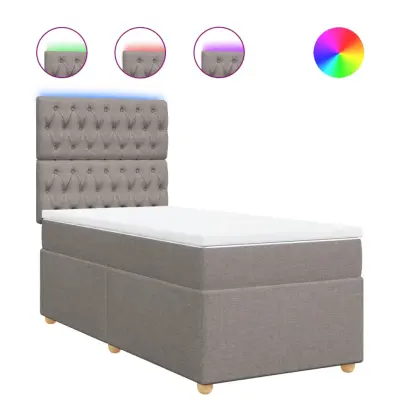 vidaXL Box spring postelja z vzmetnico taupe 90x190 cm blago