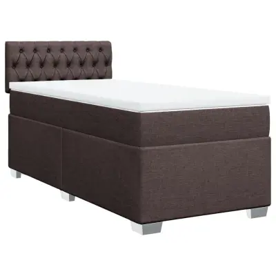 vidaXL Box spring postelja z vzmetnico temno rjava 90x200 cm blago