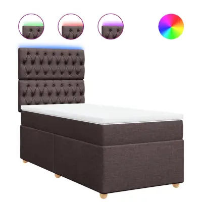 vidaXL Box spring postelja z vzmetnico temno rjav 90x190 cm blago