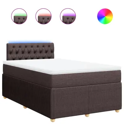 vidaXL Box spring postelja z vzmetnico temno rjav 120x200 cm blago