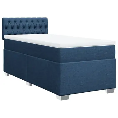 vidaXL Box spring postelja z vzmetnico modra 100x200 cm blago