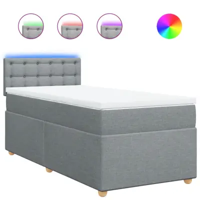 vidaXL Box spring postelja z vzmetnico svetlo siv 100x200 cm blago