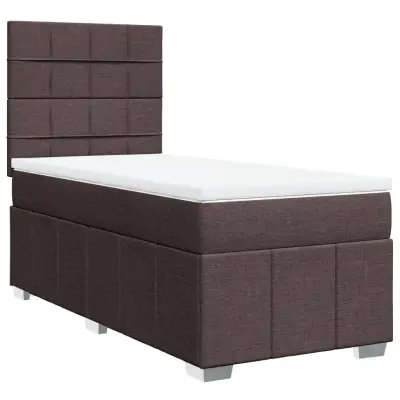 vidaXL Box spring postelja z vzmetnico temno rjava 90x200 cm blago