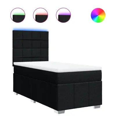 vidaXL Box spring postelja z vzmetnico črna 90x200 cm blago