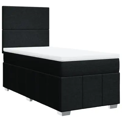 vidaXL Box spring postelja z vzmetnico črna 90x200 cm blago