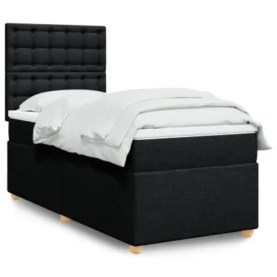 vidaXL Box spring postelja z vzmetnico črn 90x190 cm blago