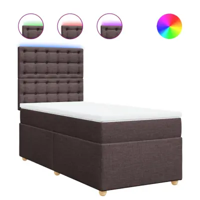 vidaXL Box spring postelja z vzmetnico temno rjav 90x190 cm blago
