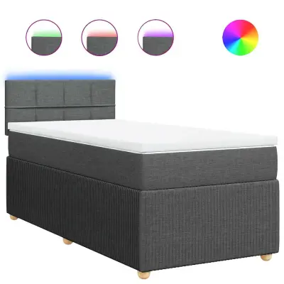 vidaXL Box spring postelja z vzmetnico temno siva 100x200 cm blago