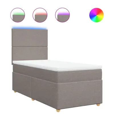 vidaXL Box spring postelja z vzmetnico taupe 90x200 cm blago