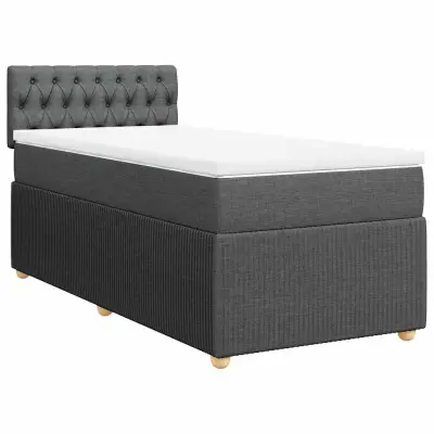 vidaXL Box spring postelja z vzmetnico temno siva 90x190 cm blago