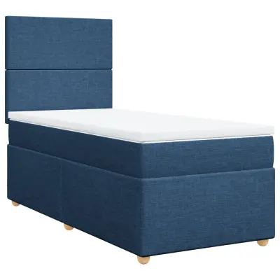 vidaXL Box spring postelja z vzmetnico modra 100x200 cm blago