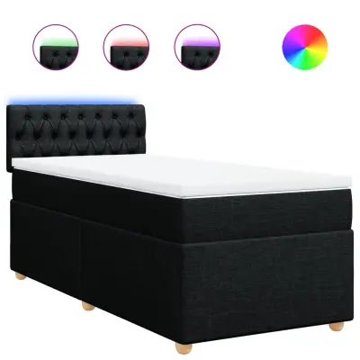 vidaXL Box spring postelja z vzmetnico črna 100x200 cm blago