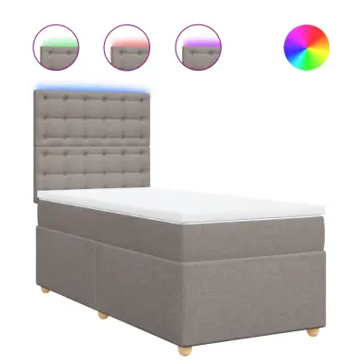 vidaXL Box spring postelja z vzmetnico taupe 90x190 cm blago