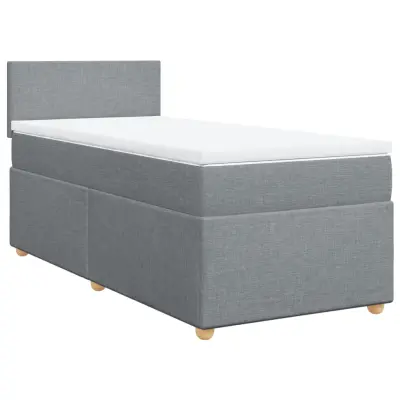vidaXL Box spring postelja z vzmetnico svetlo siva 80x200 cm blago