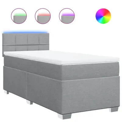 vidaXL Box spring postelja z vzmetnico svetlo siva 90x190 cm blago