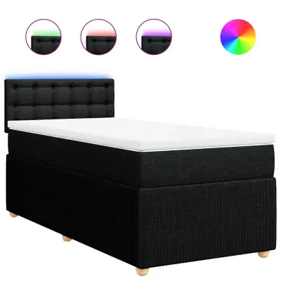 vidaXL Box spring postelja z vzmetnico črna 100x200 cm blago