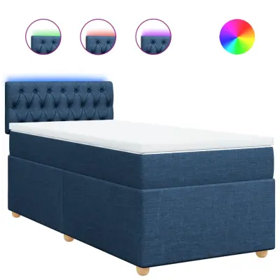 vidaXL Box spring postelja z vzmetnico modra 100x200 cm blago