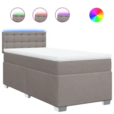 vidaXL Box spring postelja z vzmetnico taupe 90x200 cm blago