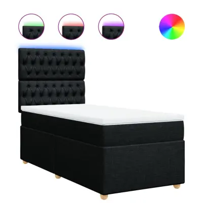 vidaXL Box spring postelja z vzmetnico črna 90x200 cm blago