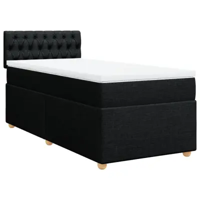 vidaXL Box spring postelja z vzmetnico črna 90x200 cm blago