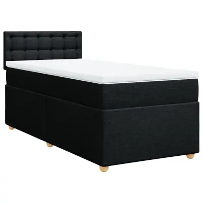 vidaXL Box spring postelja z vzmetnico črna 90x200 cm blago