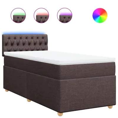 vidaXL Box spring postelja z vzmetnico temno rjav 90x190 cm blago