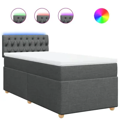 vidaXL Box spring postelja z vzmetnico temno siva 90x200 cm blago