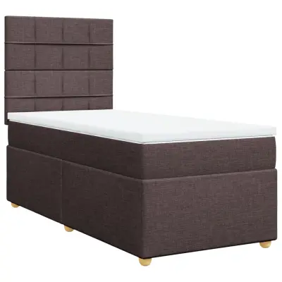 vidaXL Box spring postelja z vzmetnico temno rjava 90x200 cm blago