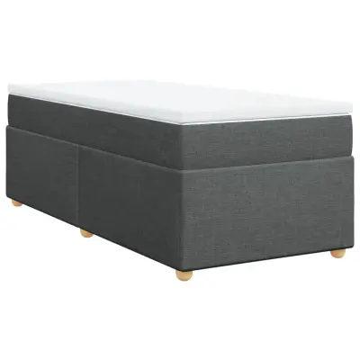 vidaXL Box spring postelja z vzmetnico temno siva 90x200 cm blago