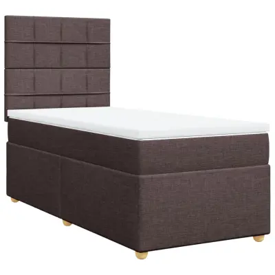 vidaXL Box spring postelja z vzmetnico temno rjav 90x190 cm blago