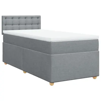 vidaXL Box spring postelja z vzmetnico svetlo siva 80x200 cm blago