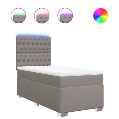 vidaXL Box spring postelja z vzmetnico taupe 90x190 cm blago