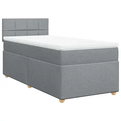 vidaXL Box spring postelja z vzmetnico svetlo siva 80x200 cm blago