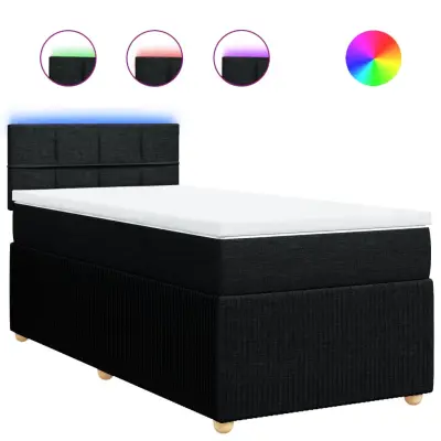 vidaXL Box spring postelja z vzmetnico črn 90x190 cm blago