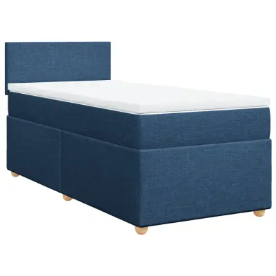 vidaXL Box spring postelja z vzmetnico modra 100x200 cm blago