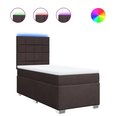 vidaXL Box spring postelja z vzmetnico temno rjav 90x190 cm blago