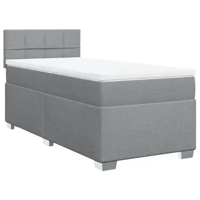 vidaXL Box spring postelja z vzmetnico svetlo siva 80x200 cm blago