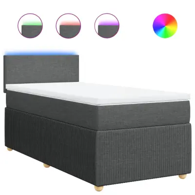 vidaXL Box spring postelja z vzmetnico temno siva 90x190 cm blago