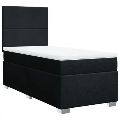 vidaXL Box spring postelja z vzmetnico črn 90x190 cm blago
