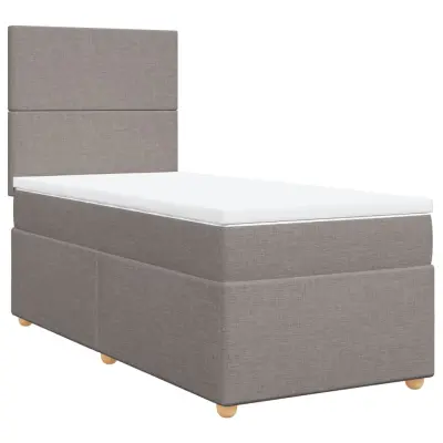 vidaXL Box spring postelja z vzmetnico taupe 100x200 cm blago