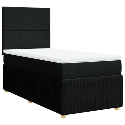 vidaXL Box spring postelja z vzmetnico črn 90x190 cm blago