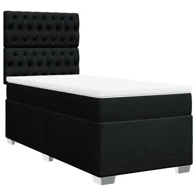 vidaXL Box spring postelja z vzmetnico črna 90x200 cm blago