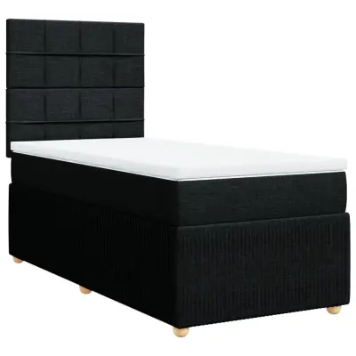 vidaXL Box spring postelja z vzmetnico črn 90x190 cm blago